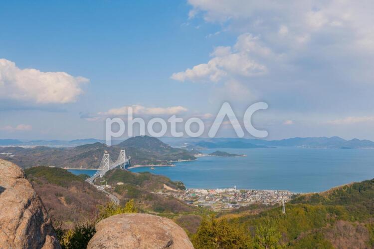 しまなみ海道の風景 背景,しまなみ海道,空の写真素材