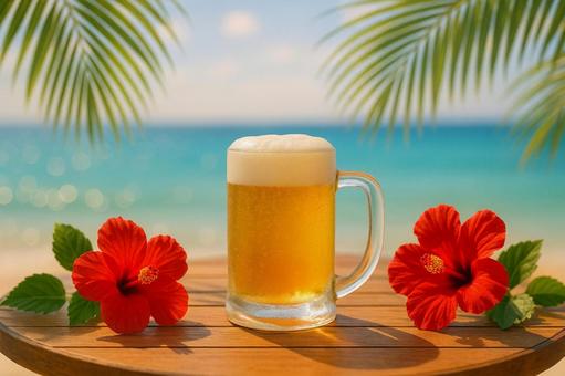 ビーチでビール ビーチでビールの写真