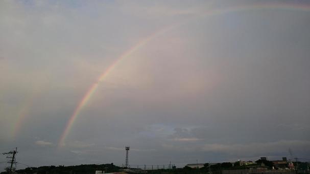 虹 2つ 虹 2つ 虹,空,風景の写真素材
