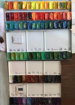 絵具のパレット 絵具,パレット,透明水彩の写真素材