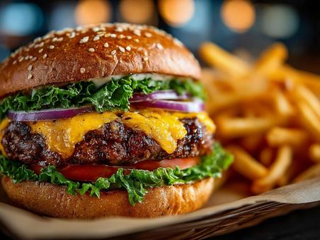 美味しそうなハンバーガー 美味しそうなハンバーガーの写真