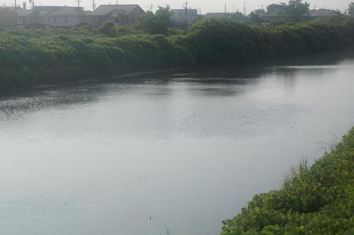 川 川 川,河川敷,土手の写真素材