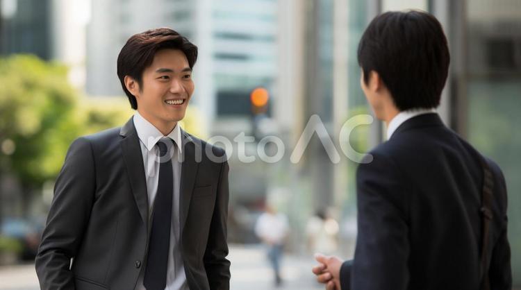 会話するサラリーマン36 サラリーマン,ビジネスマン,営業マンの写真素材