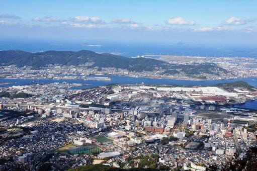 皿倉山頂より福岡県北九州市内を展望 風景,福岡県,北九州市の写真素材