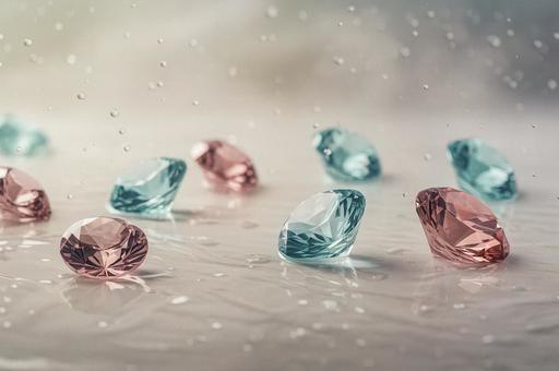 水滴が弾けるパステルカラーの宝石 水滴が弾けるパステルカラーの宝石の写真