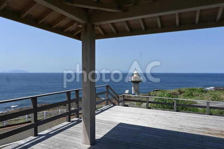 三宅島　伊豆岬展望台から伊豆岬灯台 三宅島,東京,東京都の写真素材