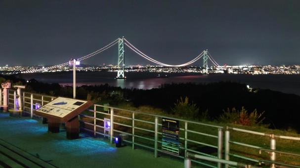 淡路サービスエリアから神戸市方面の夜景 夜景,神戸市,明石市の写真素材