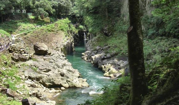 高千穂峡の風景-6 高千穂峡,宮崎県高千穂町,峡谷の写真素材