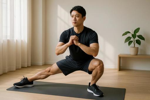 筋トレ前の準備運動の写真