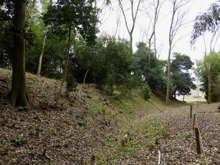 羽黒城の土塁と空堀 羽黒城,犬山市,城跡の写真素材