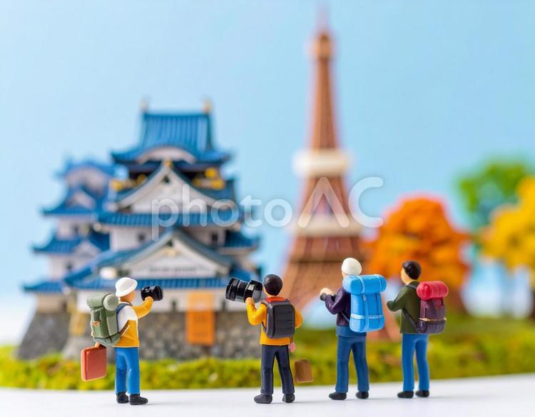 日本の秋を旅するクレイアート人形 秋,日本,旅の写真素材