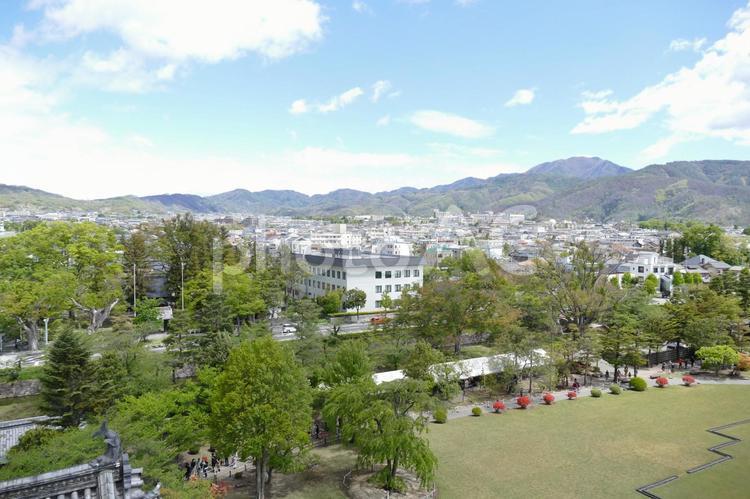 松本城から　長野県 城下町,歴史,建物の写真素材