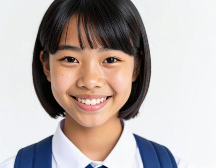 微笑んでいる少女 微笑んでいる少女の写真