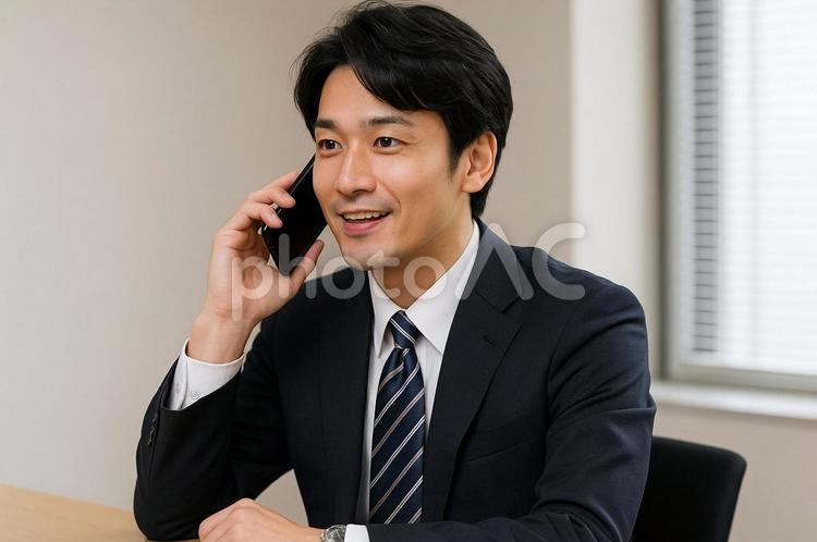 電話中の会社員 営業,仕事,会社員の写真素材