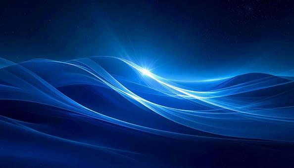 光の波と青い地平線の写真