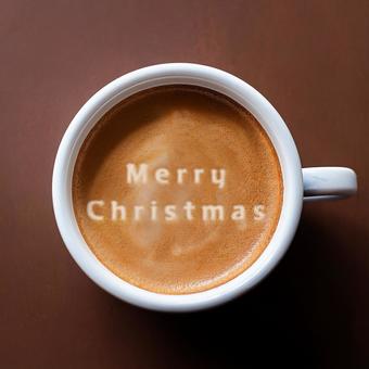 ラテアート　メリークリスマス ラテアート,クリスマス,merrychristmasの写真素材