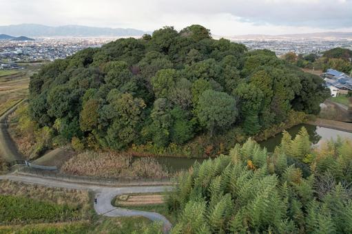 景行天皇陵に治定されている渋谷向山古墳 古墳,渋谷向山古墳,景行天皇の写真素材