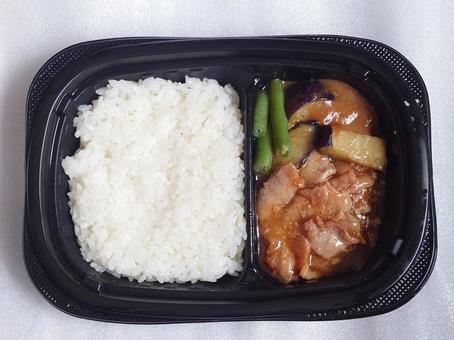 Photo, grilled ginger, box lunch, rice, 