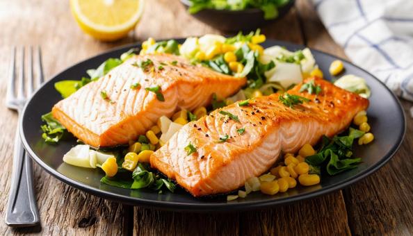 サーモンのバターコーン炒め サーモンのバターコーン炒めの写真