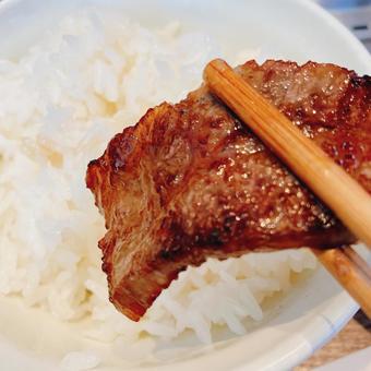 焼肉オンザライス 焼肉,白飯,オンザライスの写真素材