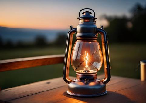 夕暮れ時のランタン 夕暮れ時のランタンの写真