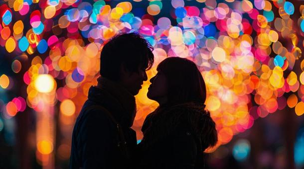 イルミネーション男女 背景 人物カップル イルミネーション男女 背景 人物カップルの写真