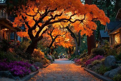 秋の紅葉 街並み 秋の紅葉 街並み の写真