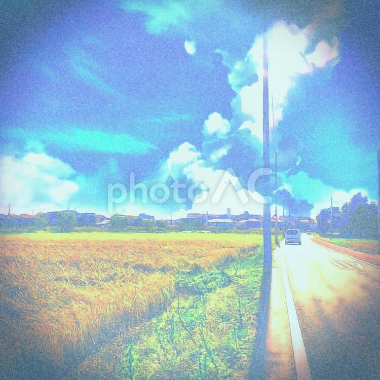 晴れの日田舎の風景 たそがれ,ぼかし,エネルギーの写真素材