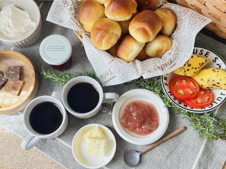 パンとコーヒー パンとコーヒー パン,手作り,コーヒーの写真素材