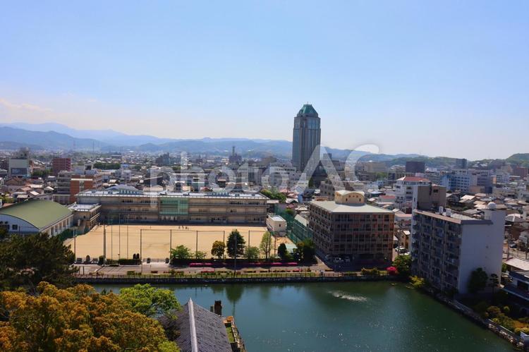 今治市を見下ろす 今治城,愛媛県,今治市の写真素材