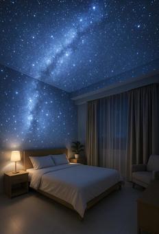 プラネタリウムのような星空の寝室 プラネタリウムのような星空の寝室の写真