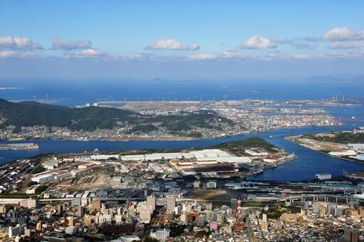 皿倉山頂より福岡県北九州市内を展望 風景,福岡県,北九州市の写真素材