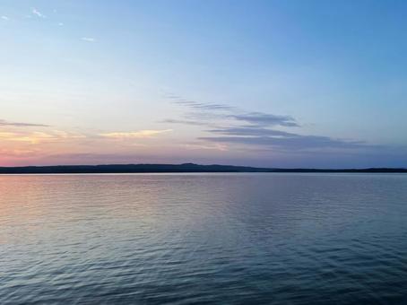 穏やかな夕暮れの海と空と能登島2 穏やかな夕暮れの海と空と能登島2の写真