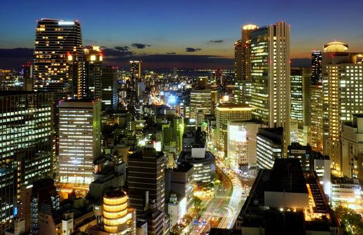 大都会・大阪のダイナミック夜景 大阪,梅田,大阪市の写真素材