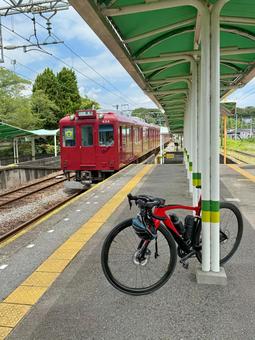 養老鉄道のサイクルトレイン_4 サイクルトレイン,輪行,自転車の写真素材
