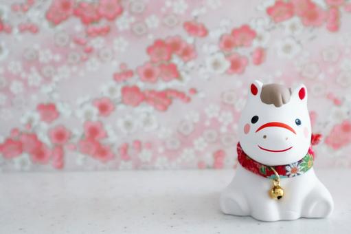 午年の年賀状素材 年賀状,午,白馬の写真素材