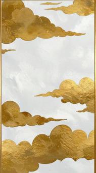 金箔の雲と白い和紙 年賀状背景 金箔の雲と白い和紙 年賀状背景の写真