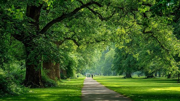 爽やかな朝の公園:自然の中を歩く 爽やかな朝の公園:自然の中を歩くの写真