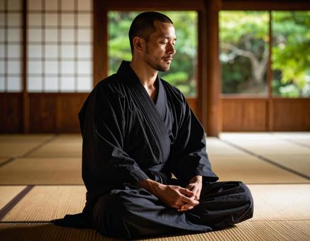 坐禅をする僧侶 坐禅をする僧侶の写真