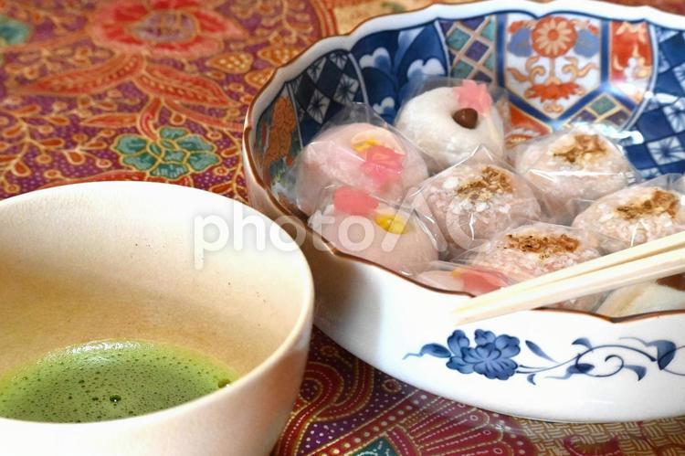 お抹茶と和菓子 抹茶,greentea,和菓子の写真素材