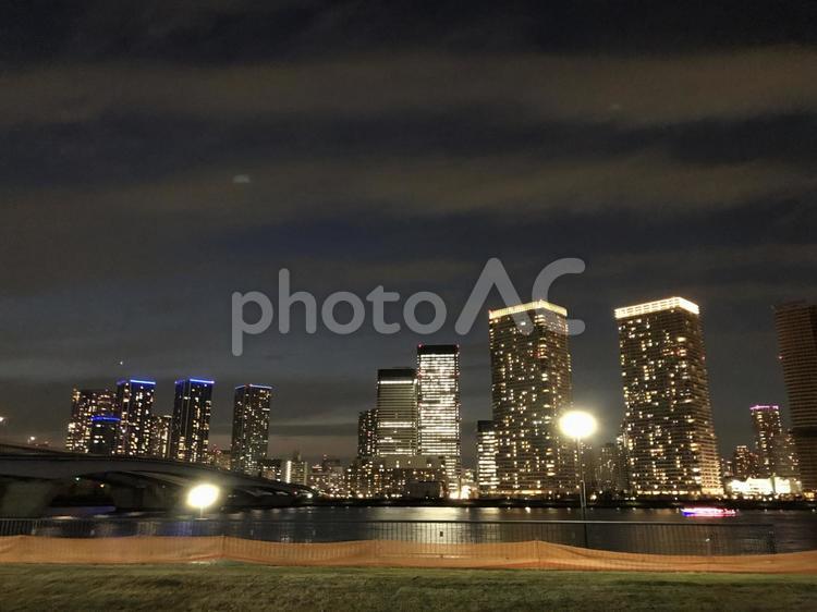 東京のウォーターフロントの夜景2 都市,建築,都市の風景の写真素材