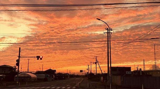真夏の朝焼け 真夏の朝焼け 壁紙,空,自然素材の写真素材