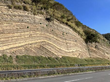 大島の地層切断面（バームクーヘン） 大島,地層,切断面の写真素材