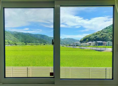 田園風景 田園風景 山,田園,青空の写真素材