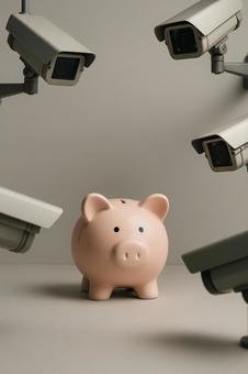 監視される貯金箱(資産の監視) 監視される貯金箱(資産の監視)の写真