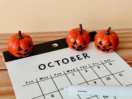 十月カレンダーとジャックオランタン 十月カレンダーとジャックオランタン 10月,ハロウィン,パーティーの写真素材