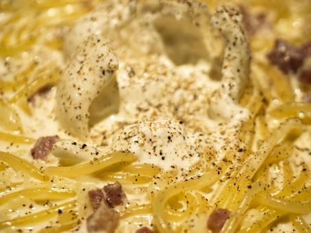 香り立つ濃厚カルボナーラ パスタ,カルボナーラ,グルメの写真素材