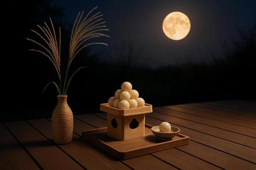 十五夜と月見団子 十五夜と月見団子の写真