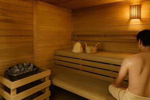 木の温もり漂うサウナ室 木の温もり漂うサウナ室の写真