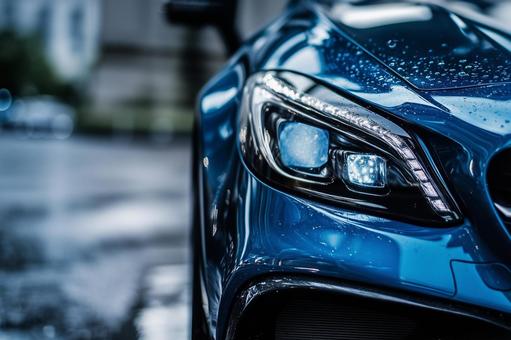 青いスポーツカーの写真